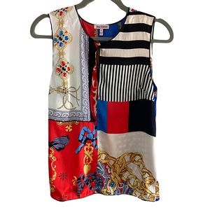 Juicy‎ Couture Silk Mixed Media 90s Runway Sleeveless Tank Blouse Small NEW